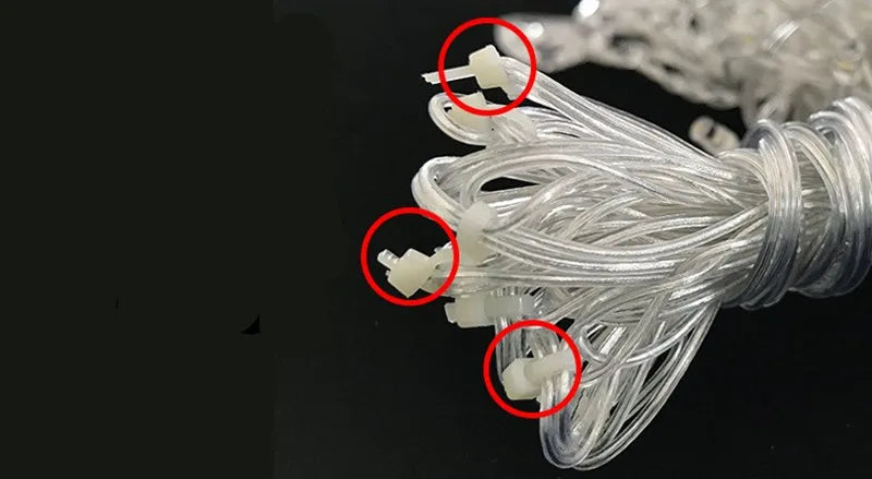 Decorações de Natal 2026: Guirlanda de Estrelas 4M (L) x 0.4/0.5/0.6M (A) com Luzes Piscantes (Branco Quente + Branco Frio) 8 Modos LED Festoon