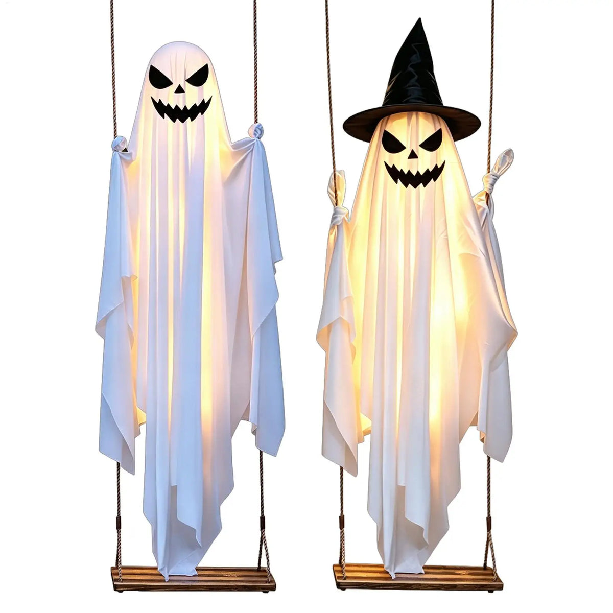 Decoração de Fantasma Balançante para Halloween, 47 Polegadas, Decoração Animada Assustadora para Exteriores, Adereços para Pendurar em Árvores de Jardim, Ornamento Assustador Iluminado - Kasa & Pet