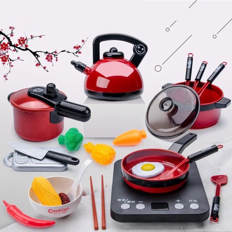 Conjunto de brinquedos de cozinha para crianças menina cozinhar bebê corte frutas cozinhar utensílios de cozinha simulação educação fingir jogar