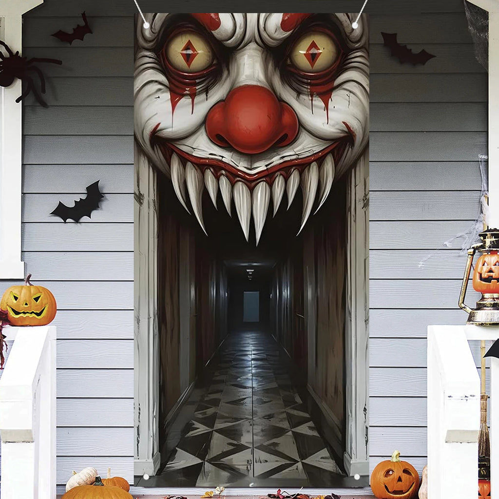 Decorações de halloween capa de porta, bruxa assustadora e tema zumbi decoração de parede, interior ao ar livre casa assombrada decoração temática 2d scen