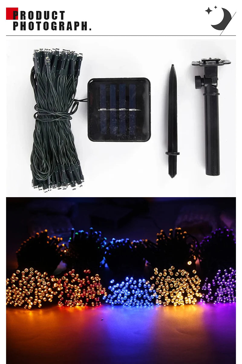 32m 22m 12m led luzes de corda solares vários modos painéis solares natal luzes ao ar livre à prova dwaterproof água estrelado luzes de fadas de natal