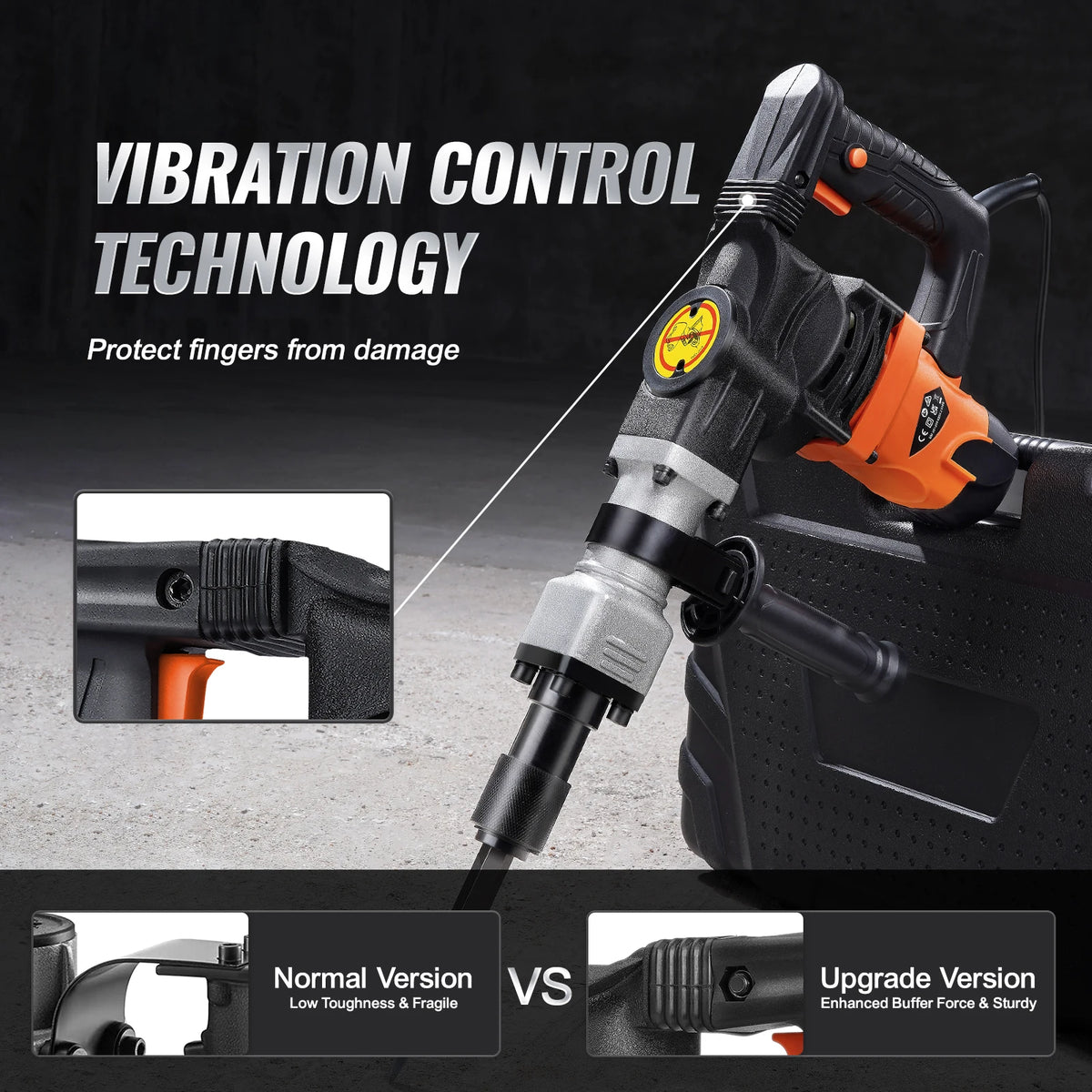 SucceBuy 1400 W Martelo de demolição Martelo elétrico Heavy Duty 2900 BPM Disjuntor de concreto 2 peças Cinzel Bits Chipping