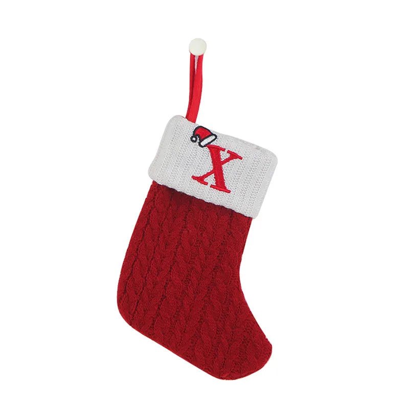 Meias de natal tricô floco de neve carta meia decoração de natal para casa 2024 ornamento de árvore de natal presente navidad natal 2025