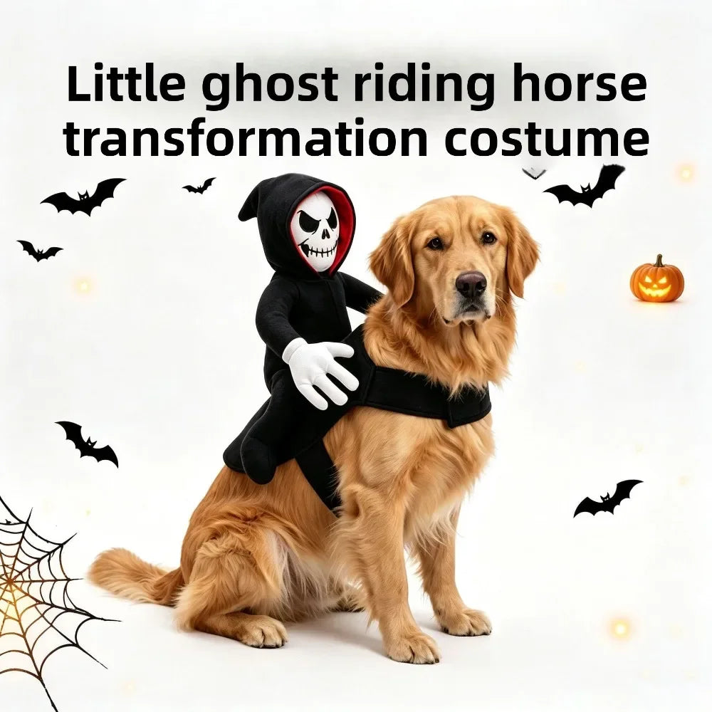 Fantasia de Halloween para Cães de Estimação, Estilo Esqueleto Ceifador, Roupa de Cosplay para Cães, Traje Engraçado para Cães de Médio e Grande Porte, Vestido de Festa para Cães