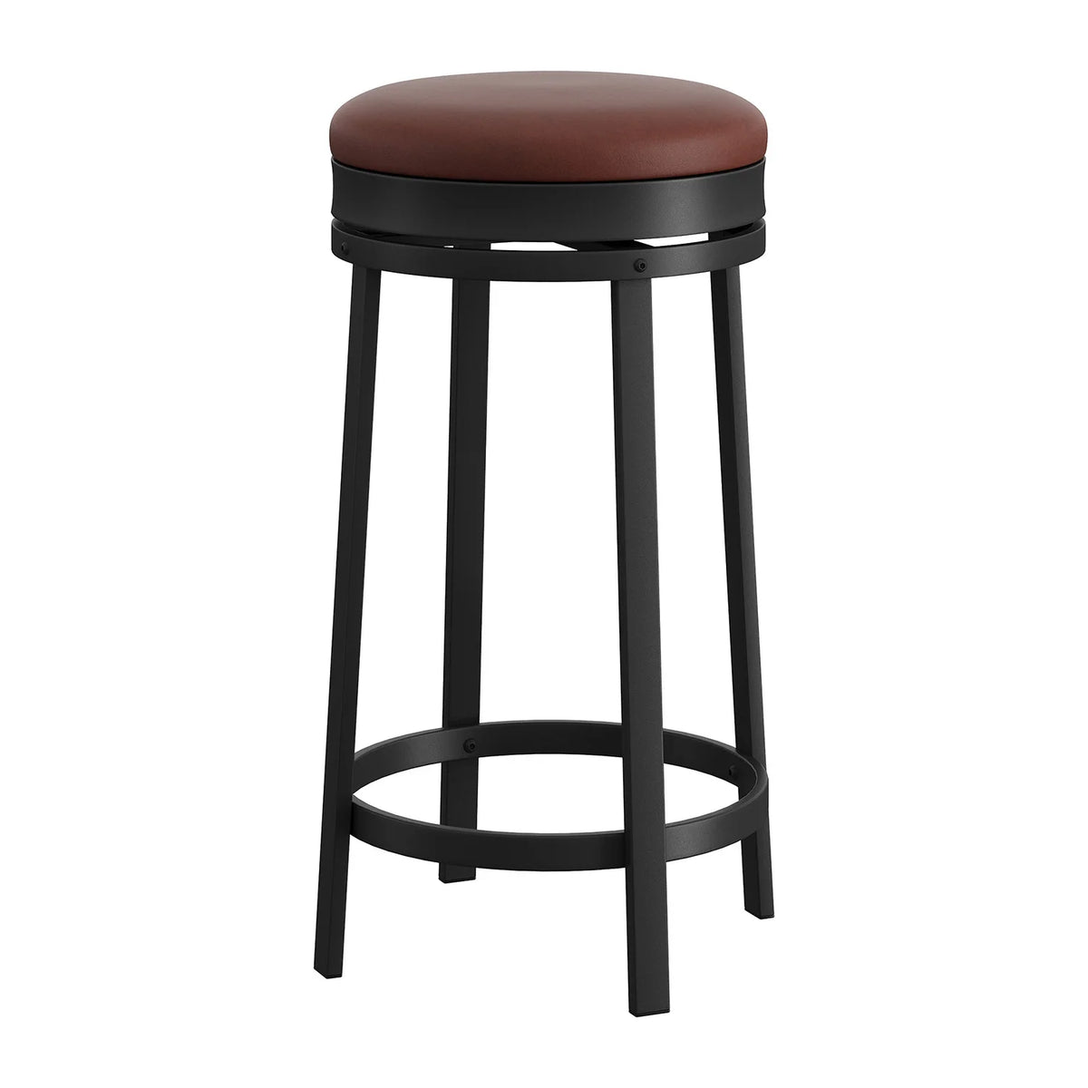 Bancos de bar giratórios de 24 '', bancos de bar modernos sem encosto com altura de balcão, estofados em couro PU e estrutura de metal para ilha de cozinha