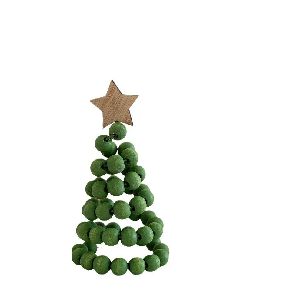 Enfeites de Natal Criativos de Alta Qualidade Nórdicos com Contas de Madeira para Árvore de Natal, Ornamento de Mesa, Árvore de Natal Artificial