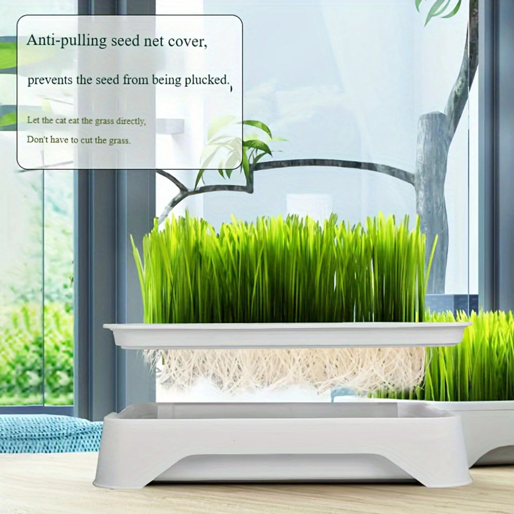 Bacia de plantio de grama para gato de estimação, cultura sem solo, vaso de mudas de trigo, dispositivo hidropônico de grama para gatinhos, vaso de plantio horticultura