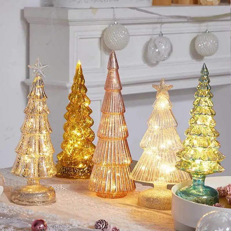 Árvore de natal luz noturna de vidro para casa natal romântico feriado atmosfera arbol de navidad ornamentos led decoração luminosa