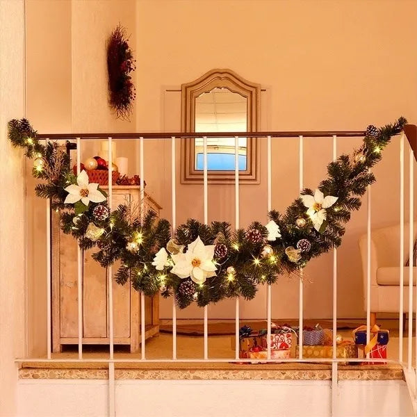 2.7m 5 cores decorações de natal guirlanda decoração rattan luzes grinalda decorado lareira escadas parede porta decoração