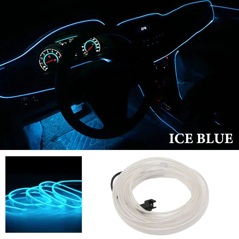 1m/2m/3m/5m interior do carro conduziu a lâmpada decorativa el fiação tira de néon para auto diy flexível luz ambiente festa atmosfera diodo usb
