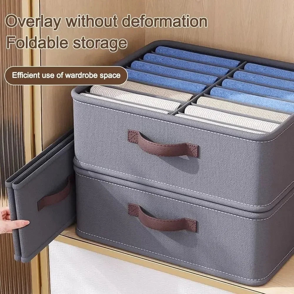 Organizador de Armário com 14/16/24 Compartimentos, Caixa de Armazenamento Reforçada para Calças, Organizadores de Armário para Camisas, Organizador de Gavetas Dobrável