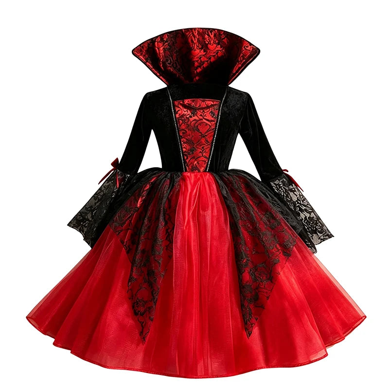Fantasia de Halloween para Meninas: Cosplay Gótico de Noiva Fantasma, Bruxa, Vampira, Vestido Tutu Vermelho e Preto, Peruca, Véu, Kits para Festas de Halloween