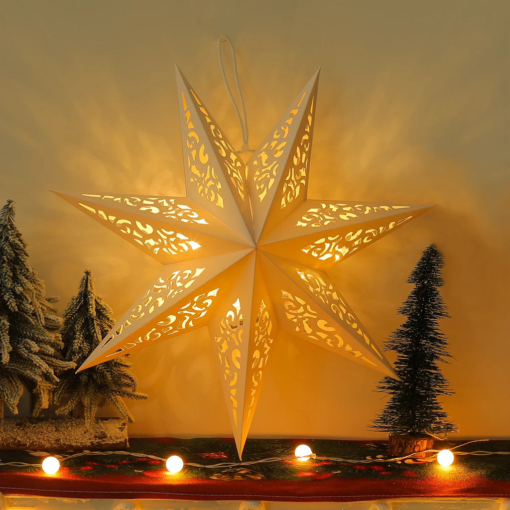Estrela oca pendurado pingentes ramadan decoração 2024 para casa navidad natal noel presentes enfeites de natal ano novo 2024