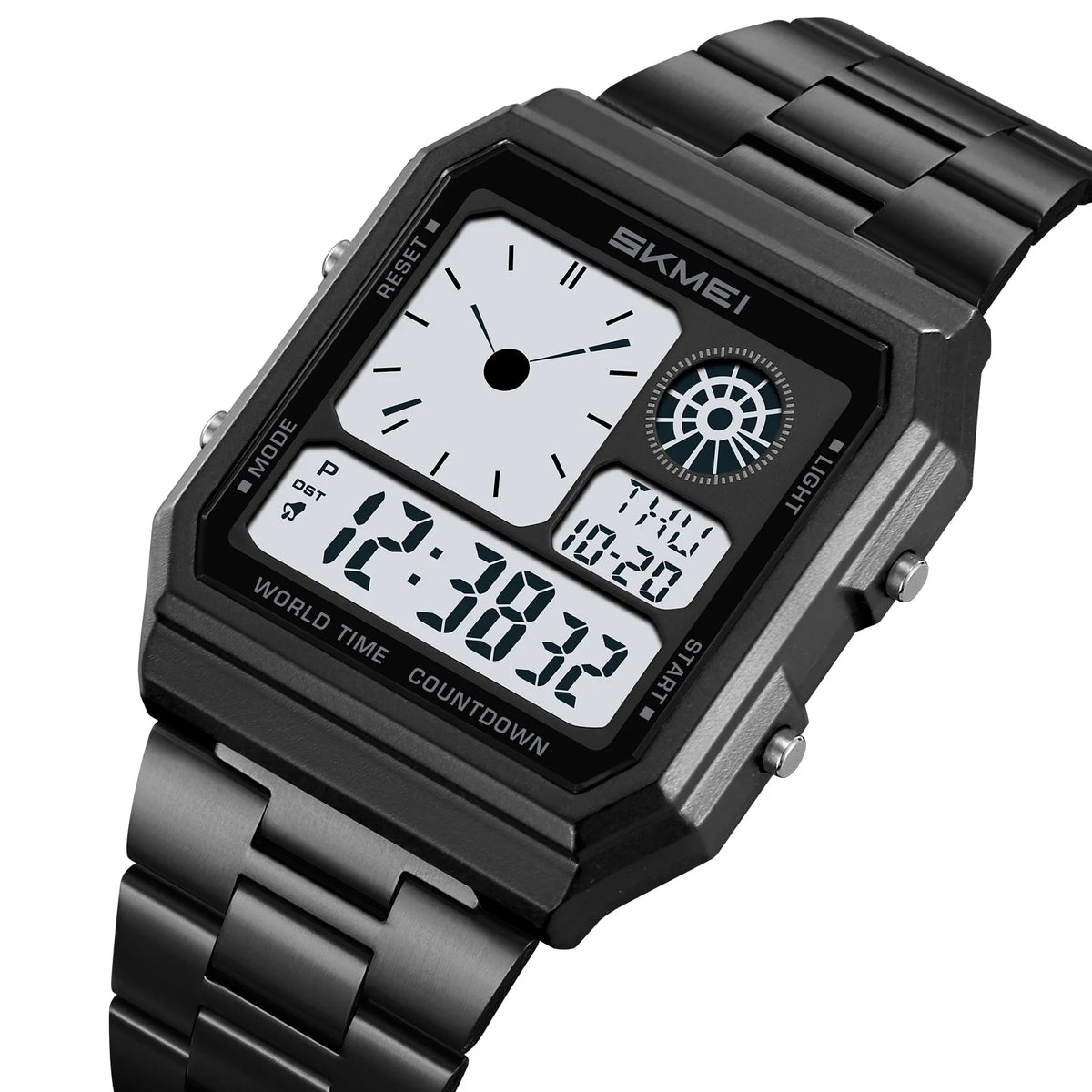 Skmei Electronics Sports Watches for Mens Classical Analog Digital Display Multiple Time Zone LED Waterproof Male 5 Alarm Clock