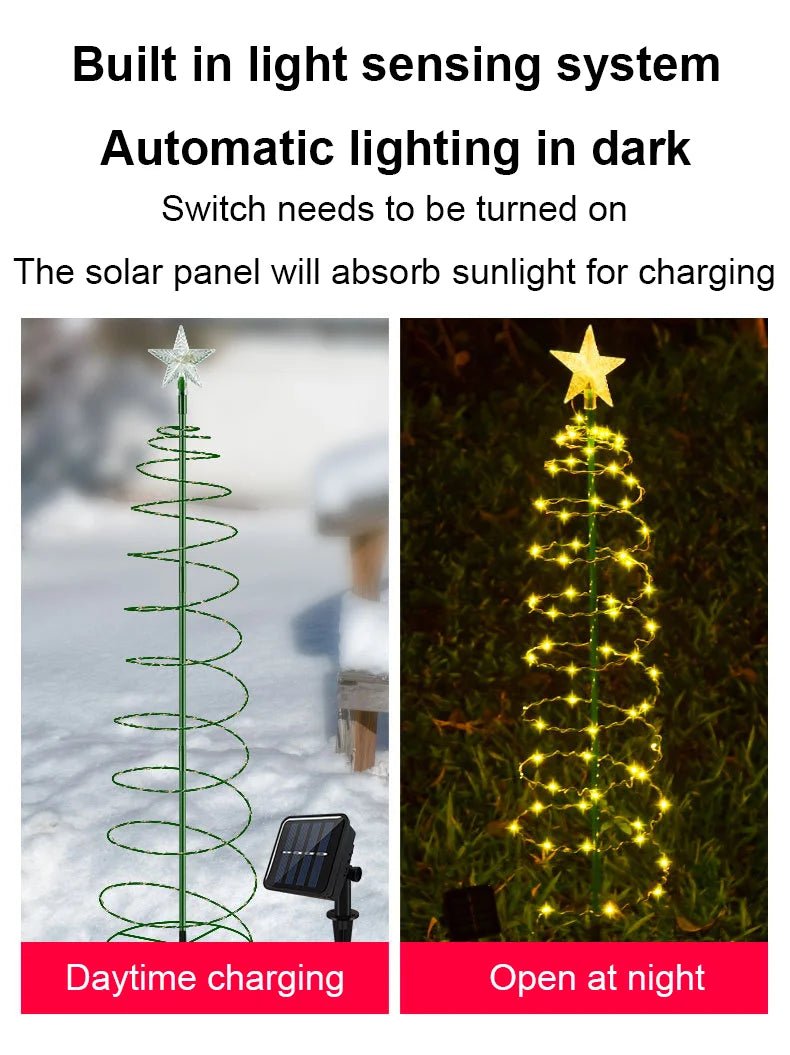 Natal luz solar led luminosa árvore de natal ornamento ao ar livre à prova dwaterproof água lâmpada decorativa corda festival decorações do jardim
