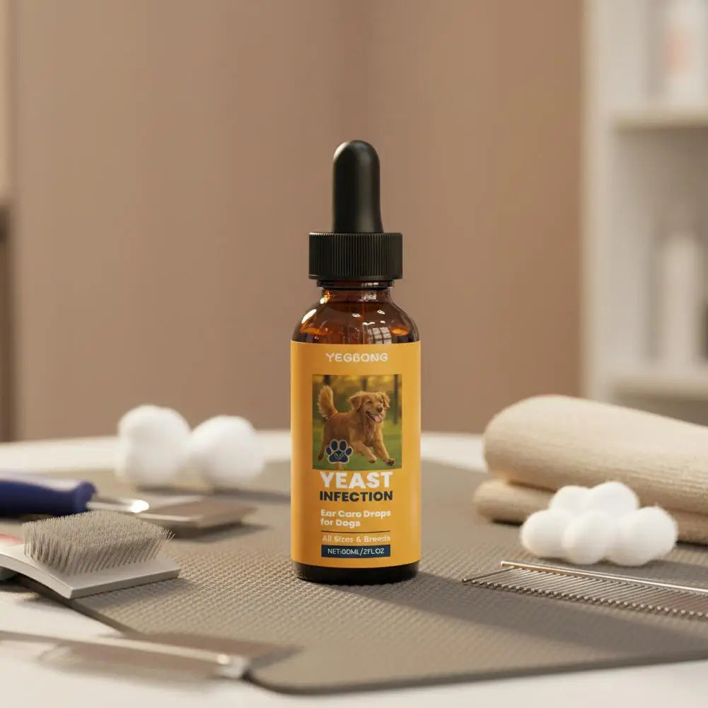 Gotas para ouvido de animais de estimação, 60ml, dissolvem cera de ouvido, removedor de odor, anti-coceira, natural, não irritante