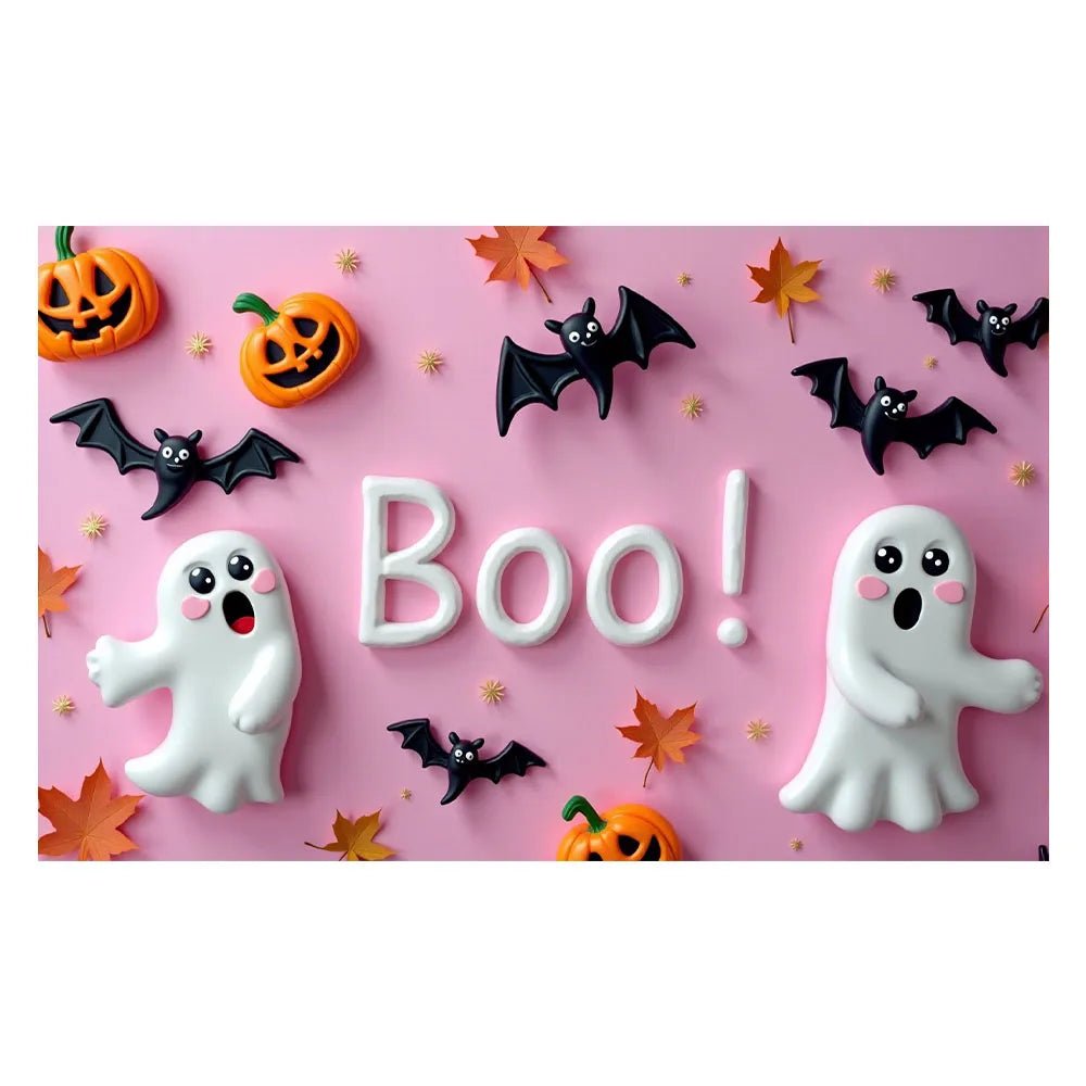 Decoração Halloween Backdrop, Parede Rosa, Fantasma Assustador, Abóbora Saltitante, Fotografia, Birthday Party, Raparigas, Bebé, 180x110cm