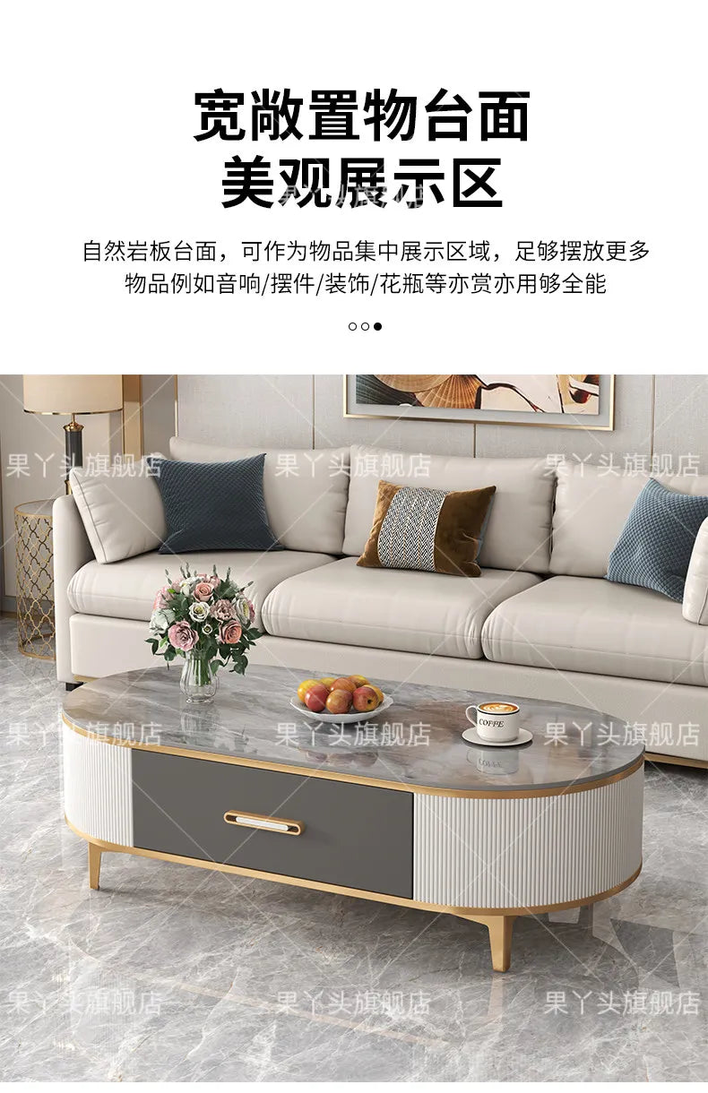 Mesa de Jantar, Mesa de Centro para Escrita e Café, Gavetas Móveis, Mesa Lateral de Luxo com Armazenamento para Sala de Estar, Mesa Auxiliar Moderna, Móveis Modernos