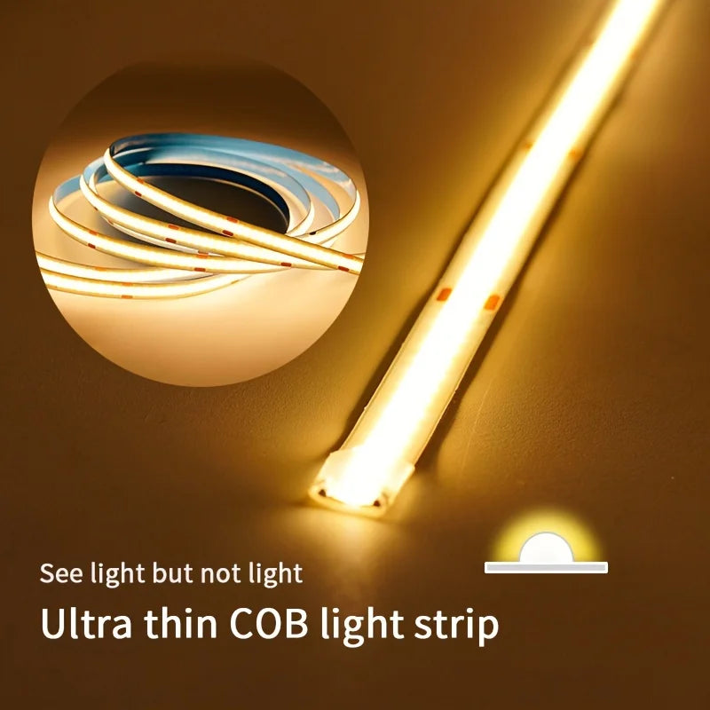 Fita de Luzes LED COB com Sensor de Movimento USB 5V Regulável 320LED/m Flexível para Armário Cozinha Guarda-Roupa Iluminação de Fundo para TV