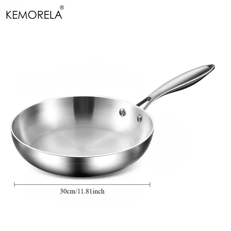 Frigideira de aço inoxidável KEMORELA 316, design polido espelhado, vários tamanhos de aço inoxidável de três camadas para fogões de indução Kasa & Pet Store