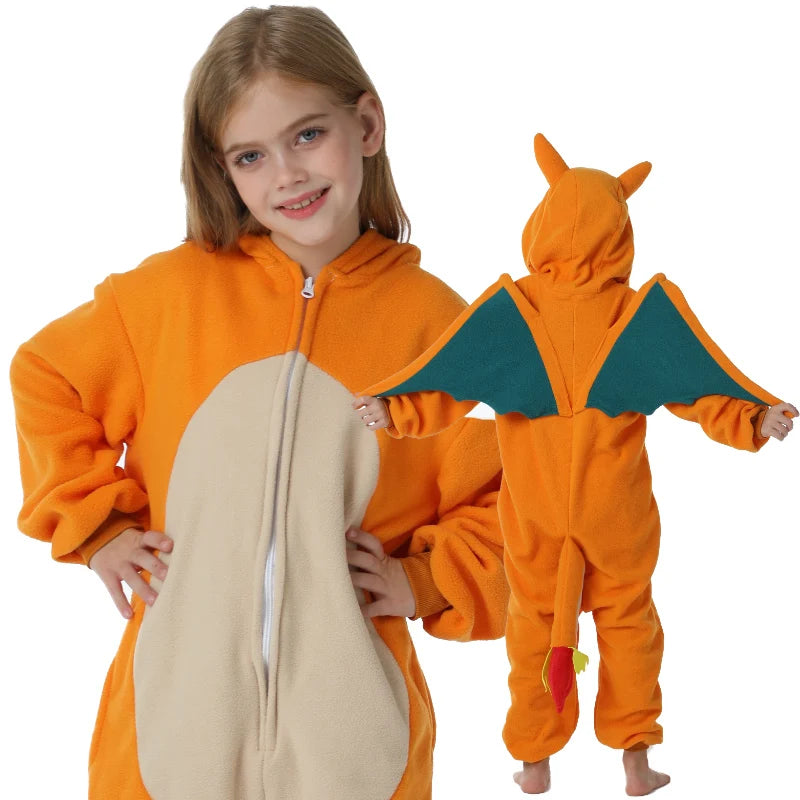 Pijama dos desenhos animados com zíper para crianças, Traje Kigurumi para crianças, Cosplay de Halloween Monstro Abóbora, Onesie Animal