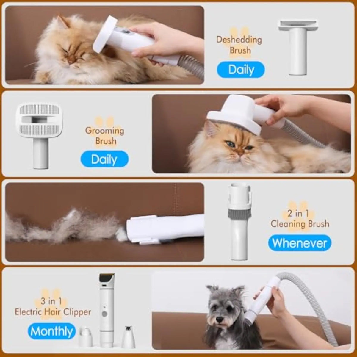 Aspirador de Pêlos de Animais, Conjunto de Aspirador de Mão Multifuncional Moderno em Plástico, Adequado para Gatos e Cães