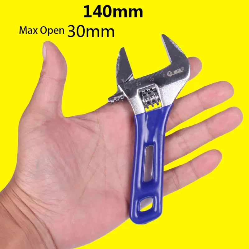 Chave Ajustável de Grande Abertura 4/5/6/8 Polegadas, Chave Multifuncional Doméstica de Cabo Curto para Tubos de Água e Banheiro para Manutenção