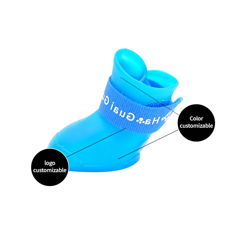 Sapatos de chuva de silicone para animais de estimação, antiderrapantes, à prova d'água, sapatos para cães com sola macia, calçados para cães pequenos, gatos e teddy.