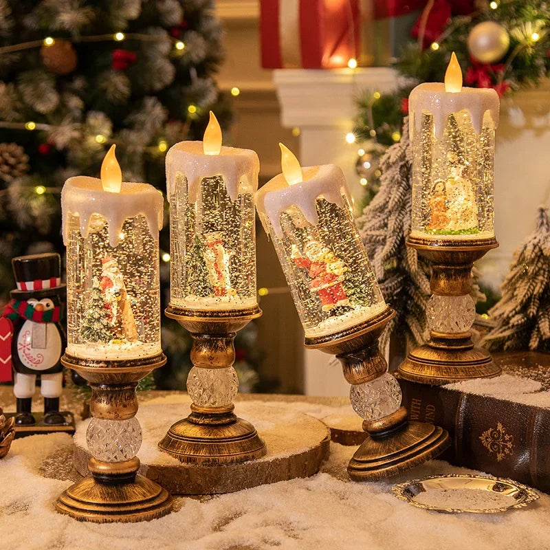 Crystal Snow Candles Lights para Decorações de Natal, Scene Layout, Holiday Gifts, Children's Birthday Gifts