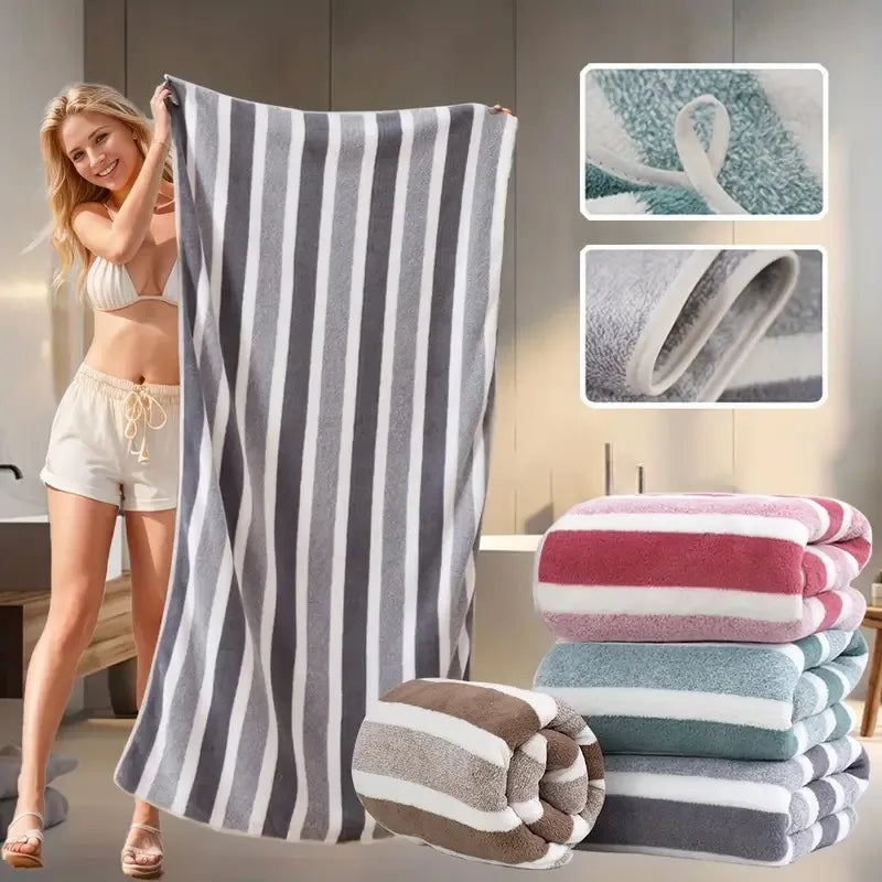 Toalha de banho grossa, forte absorção de água e secagem rápida, não solta pelos, durável, ultra macia - muito adequada para famílias e praias.