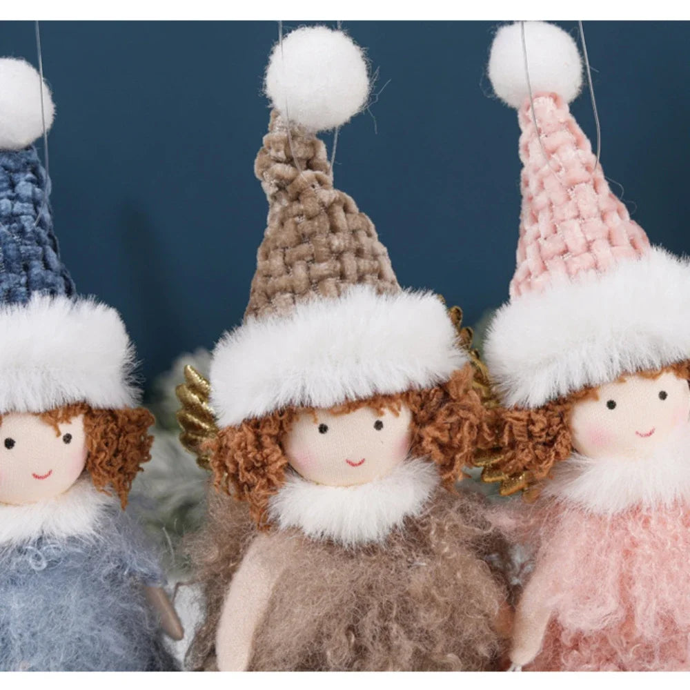 Natal Pendurado Malha Sequin Saia, Anjo Xmas Árvore Pingente Enfeites, Decoração de Casa, Noel, Presentes, 2022