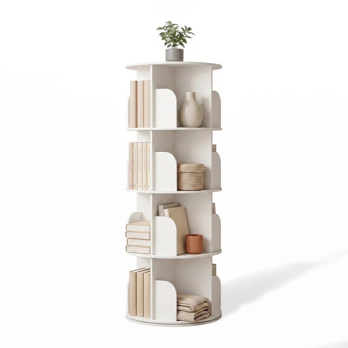 Estante de Armazenamento Rotativa JHK de 3-4 Camadas 360 °   Estante Giratória para Livros, Prateleira Vertical Independente para Quarto e Sala de Estar