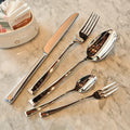 Conjunto de talheres inclinados de aço inoxidável, conjunto portátil de talheres para viagem, colher, garfo, faca, conjunto de utensílios reutilizáveis para acampamento ao ar livre