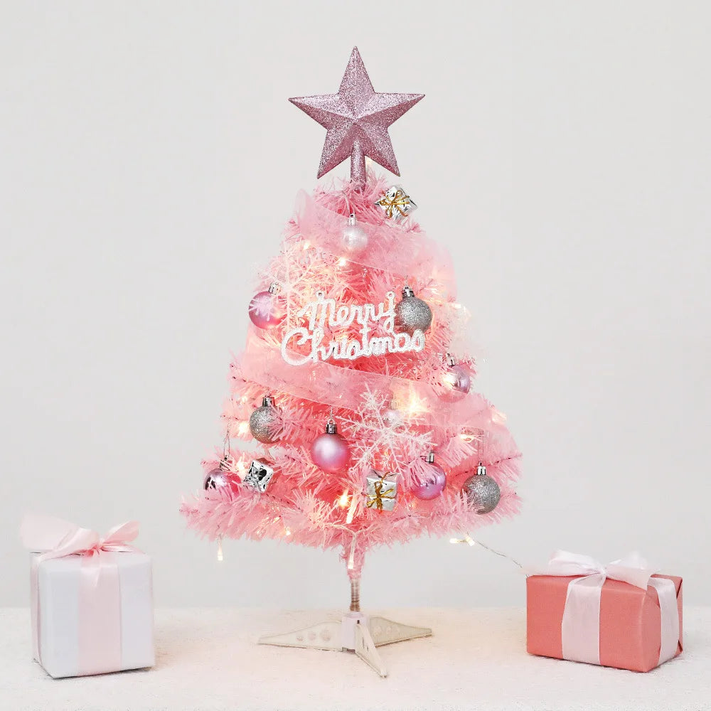 60cm árvore de natal decoração de natal pvc pequena árvore casa supplie natal verde rosa branco neve decoração de mesa ornamento