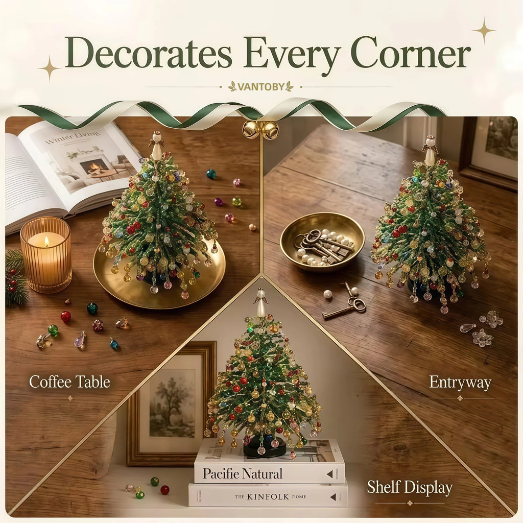 Conjunto de árvore de Natal com contas para montar – contas de cristal feitas à mão, com luzes LED, para decoração natalina em casa, ideal para adultos e crianças, e como presente.