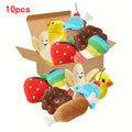 7/10 pçs conjunto de brinquedos de som de filhote de cachorro, mascar de pelúcia solta para animais de estimação, lanches de frutas de pelúcia e brinquedos de cachorro de vegetais, adequado para playm bonito