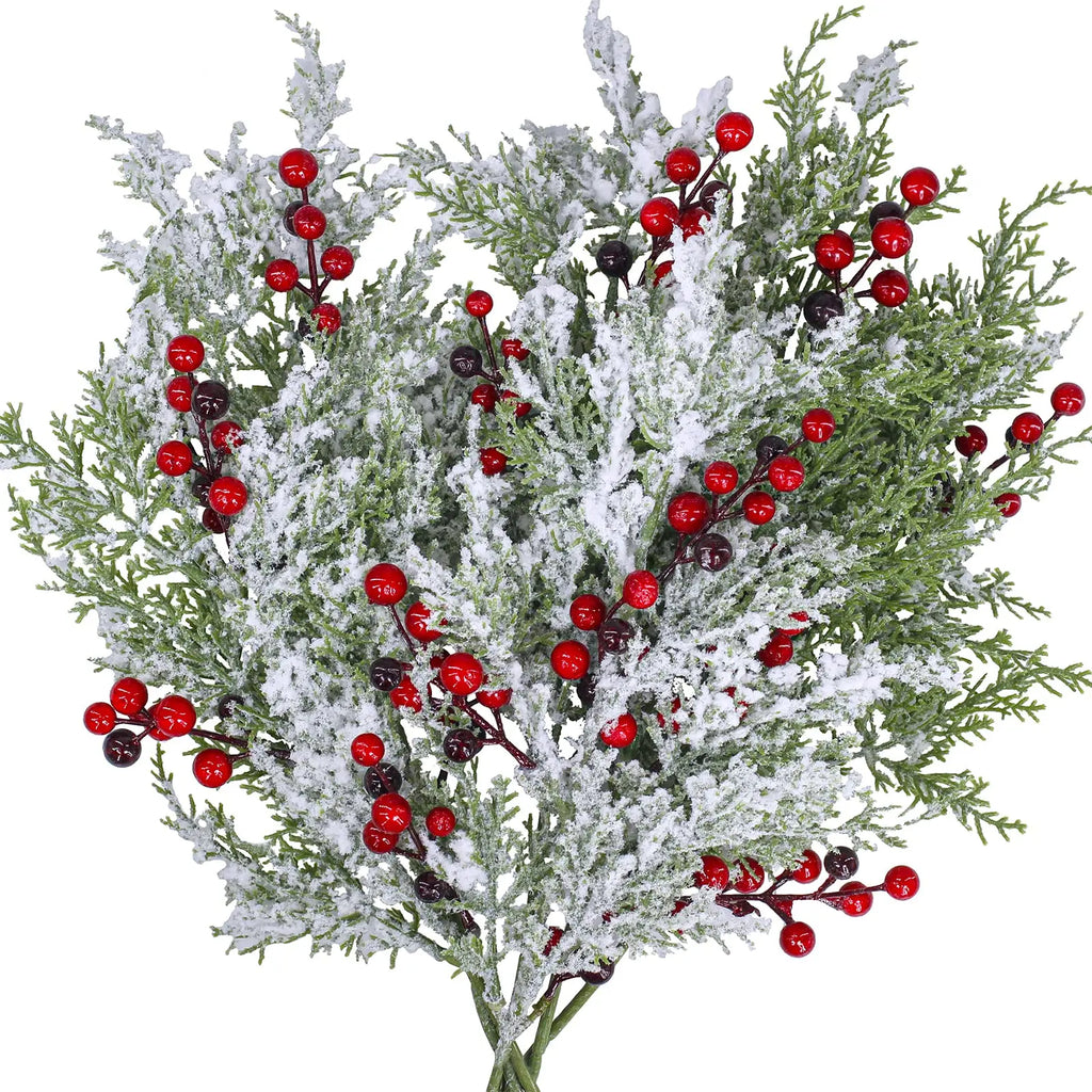 Natal vermelho berry flor artificial pinha ramo decorações da árvore de natal ornamento embalagem de presente festa em casa diy grinalda