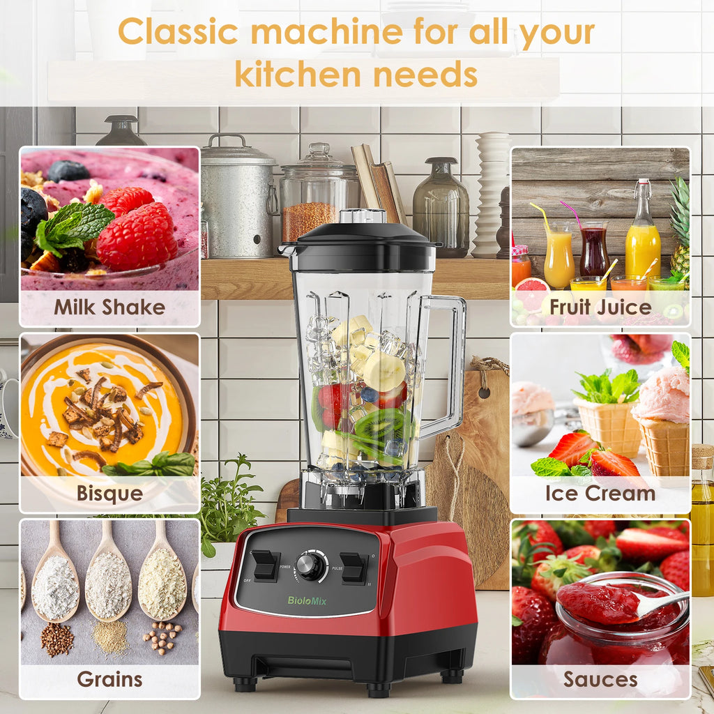 Bpa livre 3hp 2200w liquidificador de grau comercial resistente misturador espremedor processador alimentos alta potência smoothie gelo barra liquidificador frutas