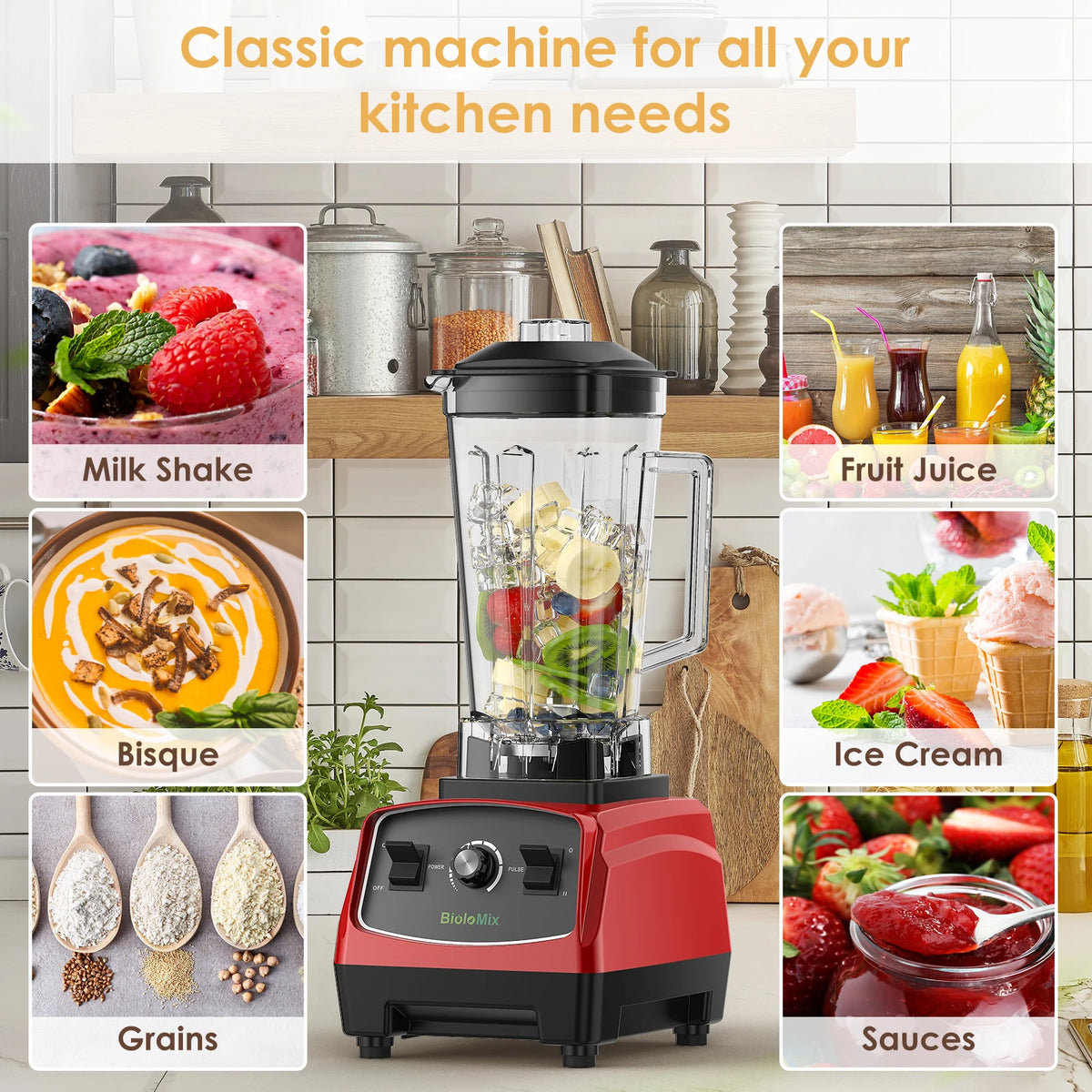 Bpa livre 3hp 2200w liquidificador de grau comercial resistente misturador espremedor processador alimentos alta potência smoothie gelo barra liquidificador frutas