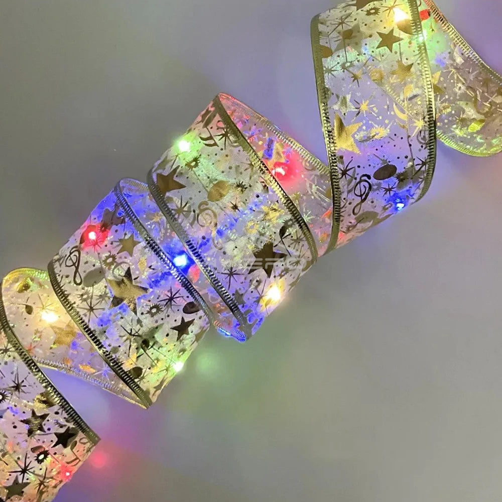 Fita fada discoteca luz árvore de natal branco quente decoração atmosfera ouro ano novo para festa buquê diy arco corda lâmpada