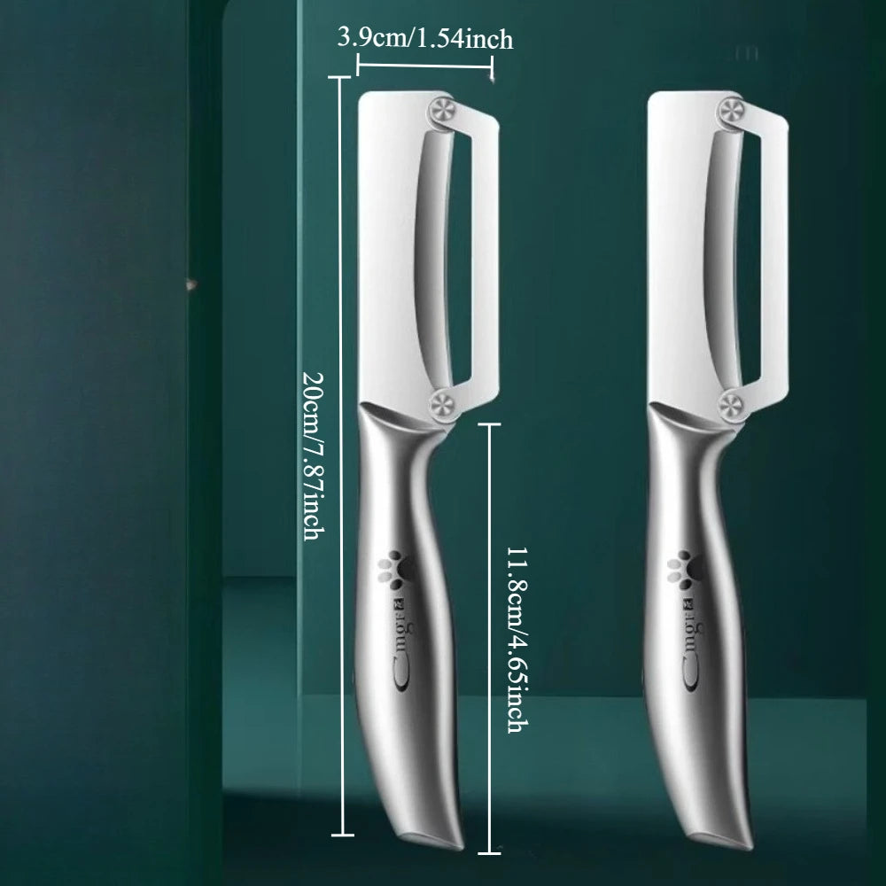 Descascador de Aço Inoxidável (1, 2 ou 3 Peças) - Afiado e Ergonômico para Descascar Rápido, Ideal para Descascar Frutas e Vegetais com Casca Dura como Cana-de-Açúcar