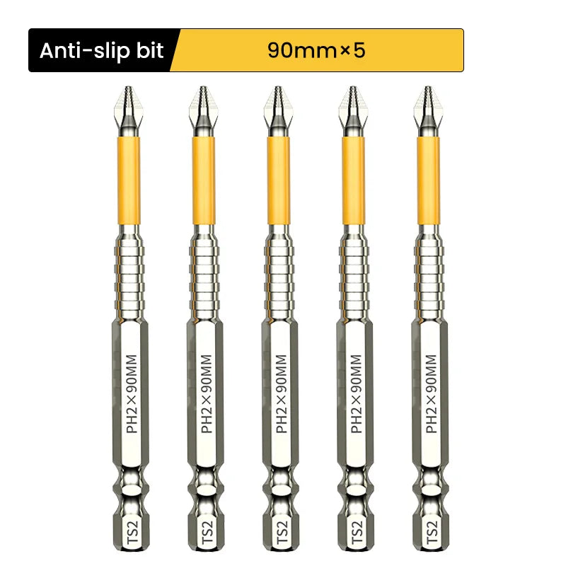 Brocas Longas de Aço Liga Antiderrapantes PH2, Ponta Magnética para Chave de Fenda, Broca de Impacto para Madeira 25/50/65/70/90/150mm