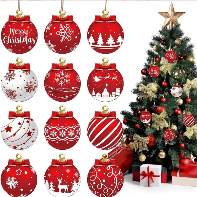 Novas bolas decorativas de madeira de natal decorações penduradas bolas de natal diy decorações de árvore de natal fontes de festa em casa