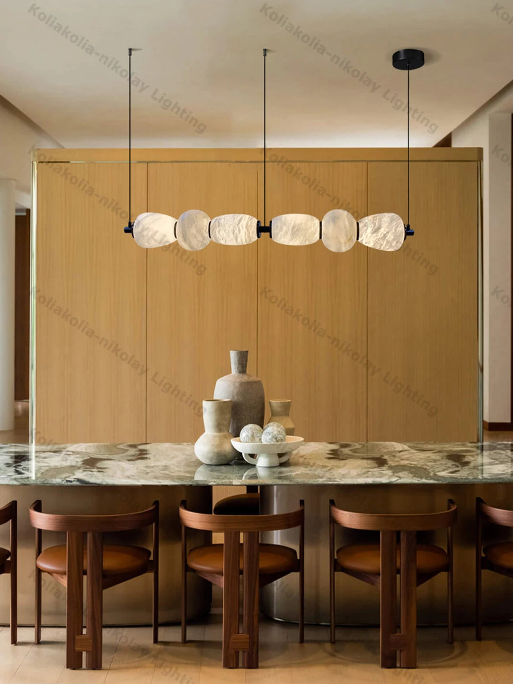 Lustres de LED Reguláveis de Mármore Natural para Decoração de Casa, Nova Tendência 2026, Iluminação para Sala de Estar e Sala de Jantar