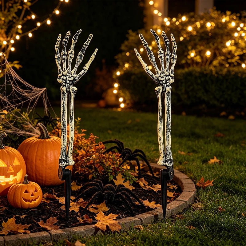 Decoração de Braços de Esqueleto para Halloween, Mãos de Esqueleto Realistas para Decoração de Jardim e Cemitério, Estacas de Esqueleto para Festa ao Ar Livre - Kasa & Pet