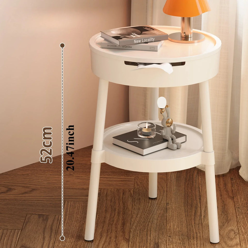 Mesas de centro redondas brancas, móveis de moda criativa, mesa de cabeceira minimalista, quarto moderno, mesa lateral móvel, design de personalidade
