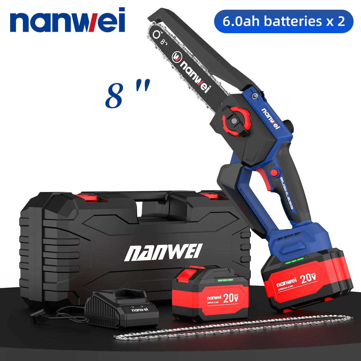 Nanwei portátil elétrica mini serrar madeira aparar 20v serra elétrica bateria serra sem fio serra de corrente Kasa & Pet