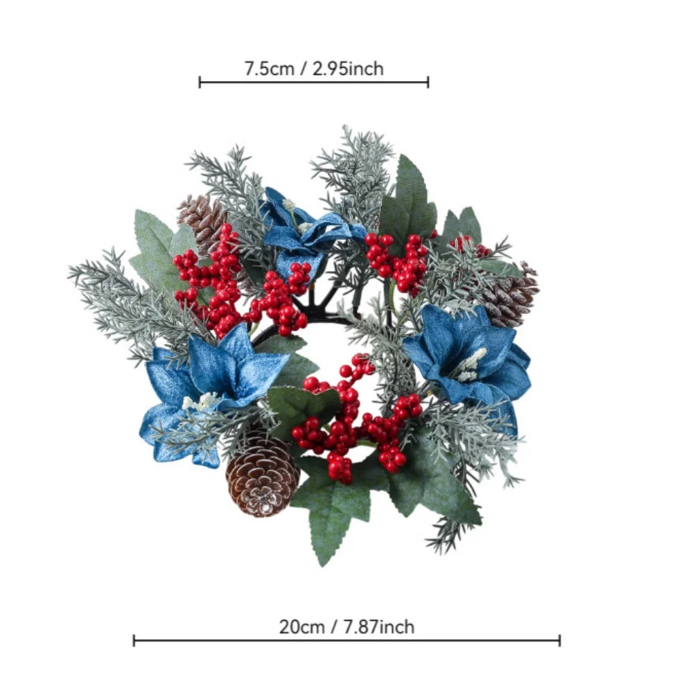 Natal vela grinalda mesa de jantar decorações clássico bagas vermelhas pinha peça central guirlanda multifuncional castiçal 2025