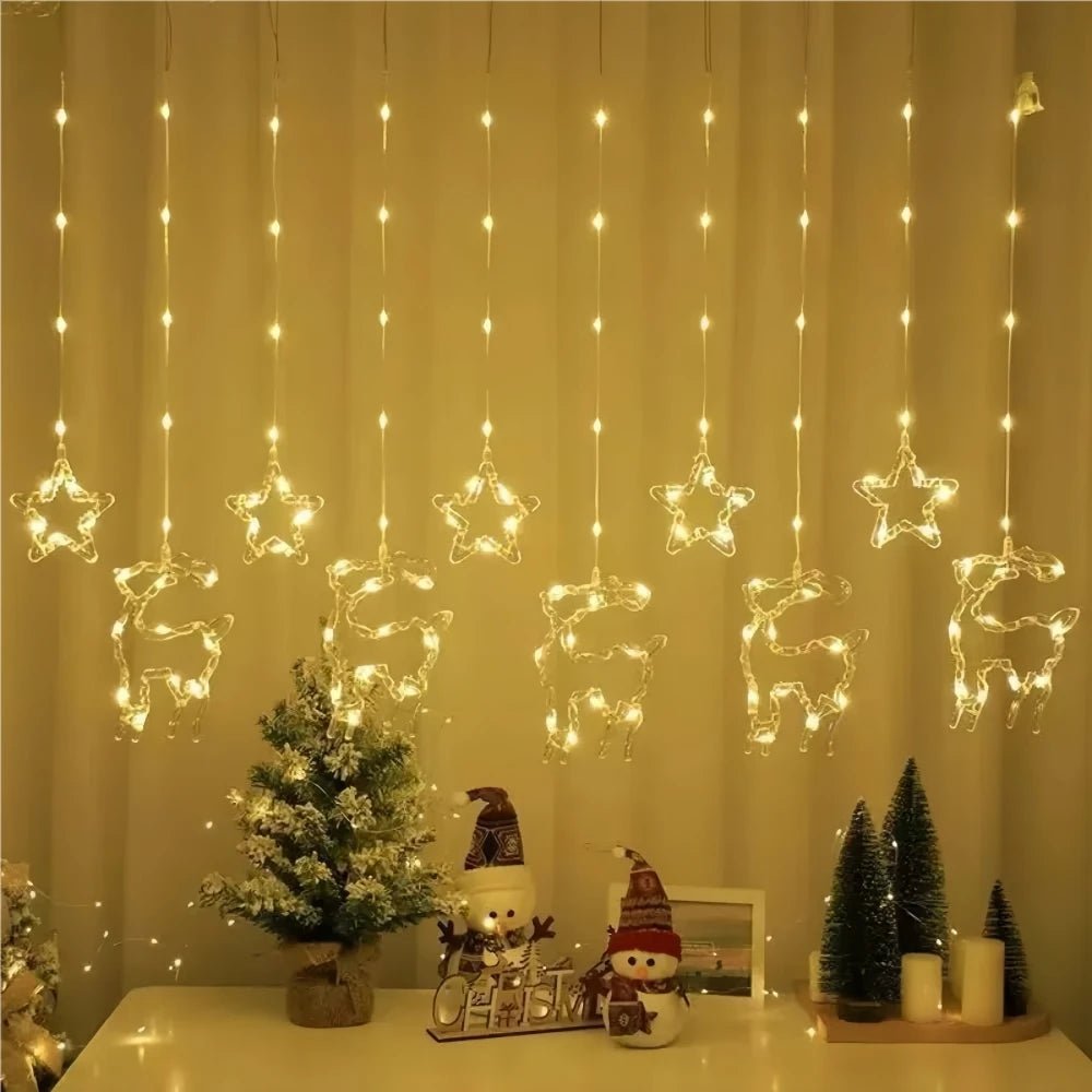 Cortina de Luzes de Natal, Luzes de Fada, 3M, Alimentação USB, Controle Remoto, 8 Modos, Decorações LED para Janelas de Casa