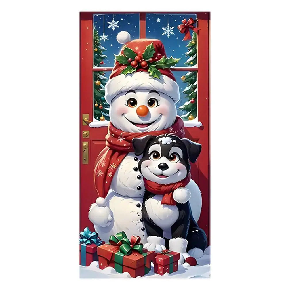 Decorações para cobrir a porta no Natal, banner com tema de Papai Noel e presentes, painel decorativo para a varanda, banner para a porta da frente, artigos para festas com tema de casa de campo.